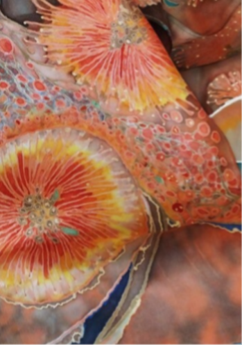 Pohutukawa pure silk scarves - collection hand-painted by Gabriela Cretu at GC-ArtEscape