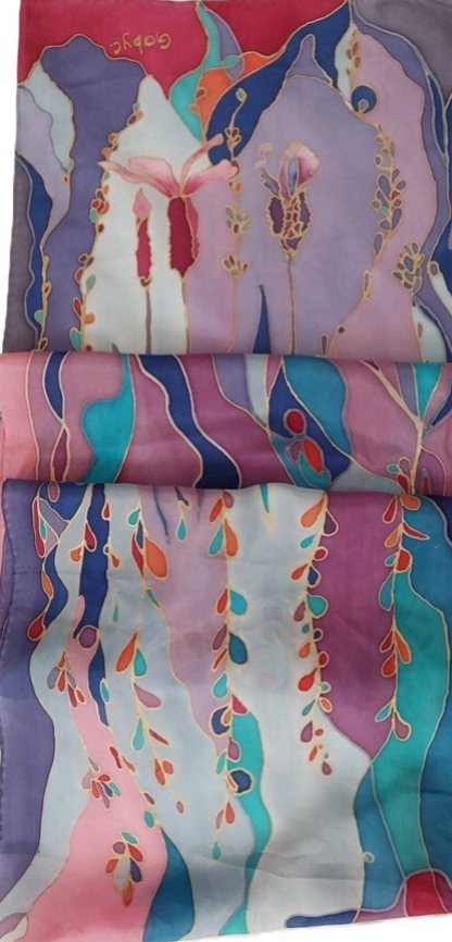 Lavender pure silk scarves - collection hand-painted by Gabriela Cretu at GC-ArtEscape