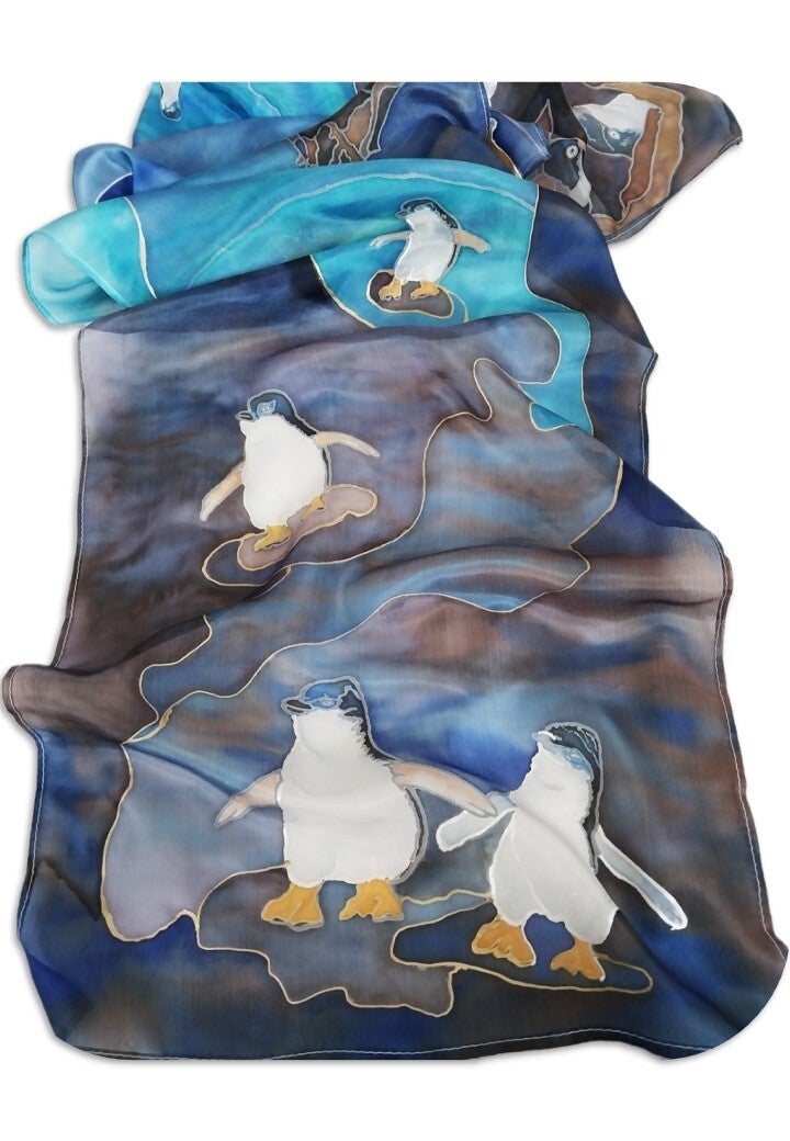 Blue Penguin Scarf - Large (35 x 180 cm)