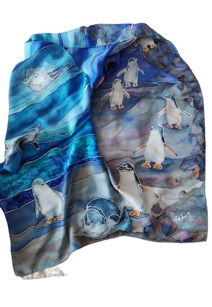 Blue Penguins Returning - Scarf - Large