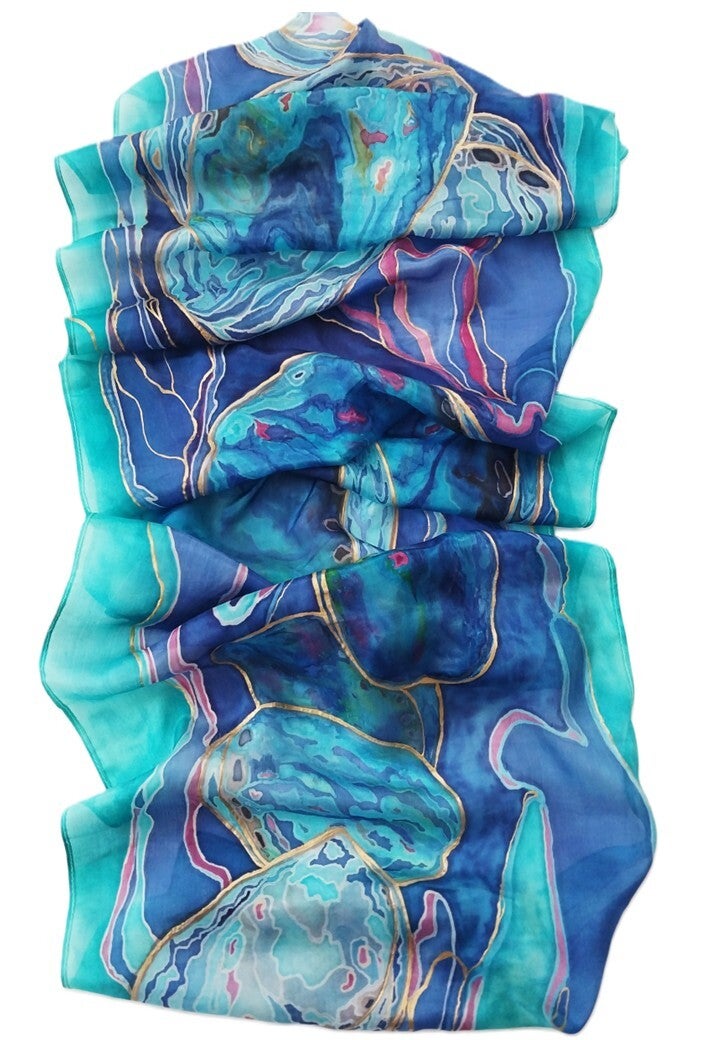 Pāua Green Scarf — Large (35 x 180 cm)