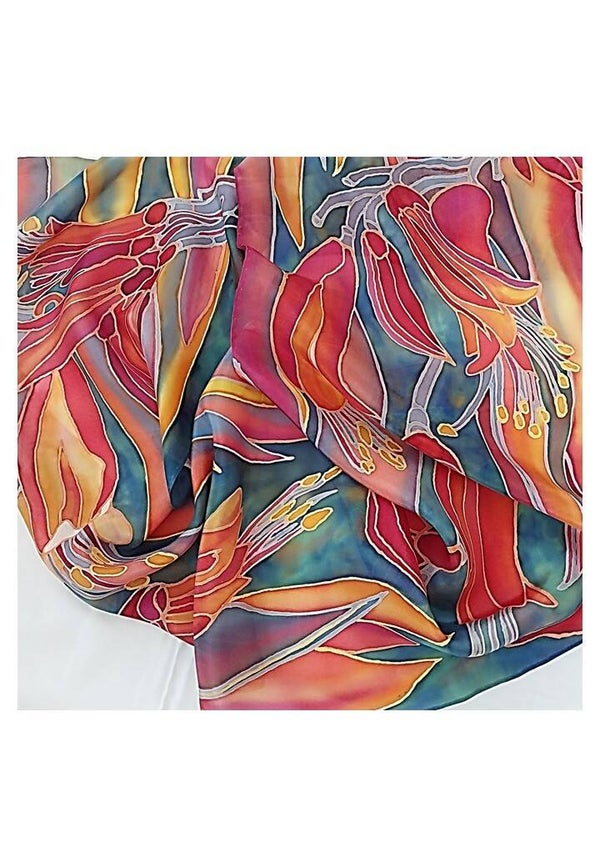Flax Flowers and Leaves Scarf — Medium (34 x 145 cm)