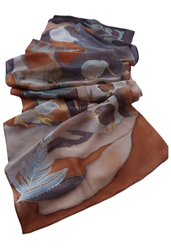 Kiwi Abstract Scarf — Large (35 × 180 cm)