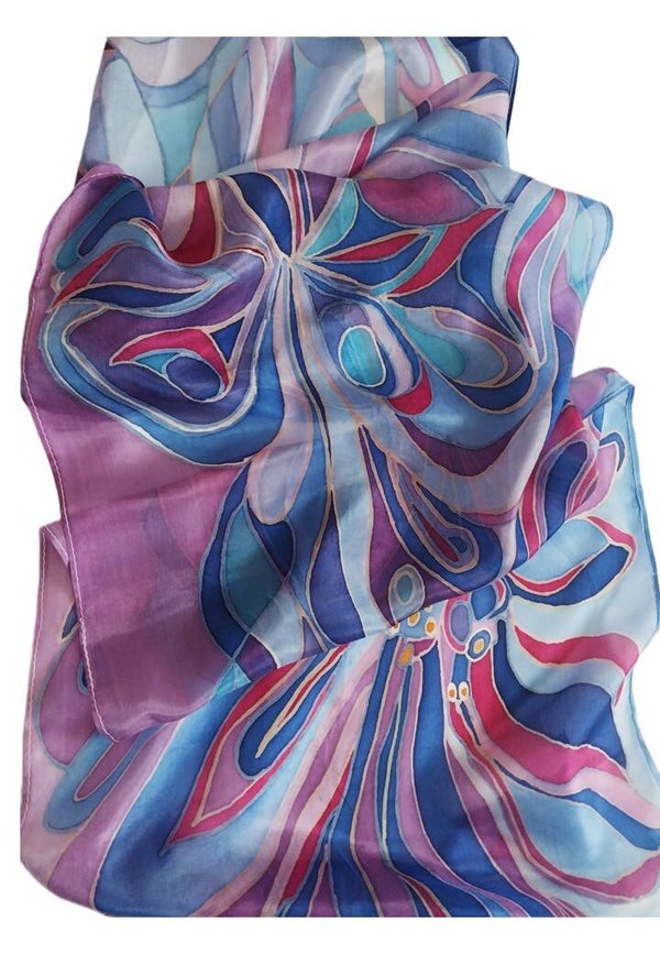 Abstract Pink Flower Scarf — Large (35 × 180 cm)