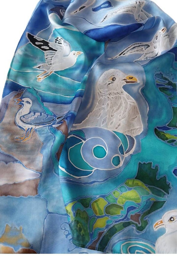 Sea Birds Scarf — Small (21.5 x 135 cm)