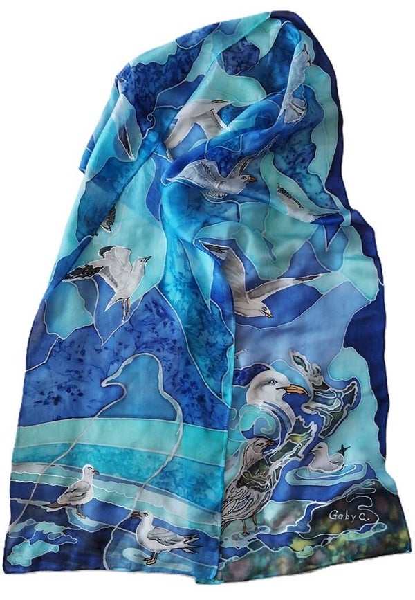 Sea Birds Scarf — Large (35 x 180 cm)