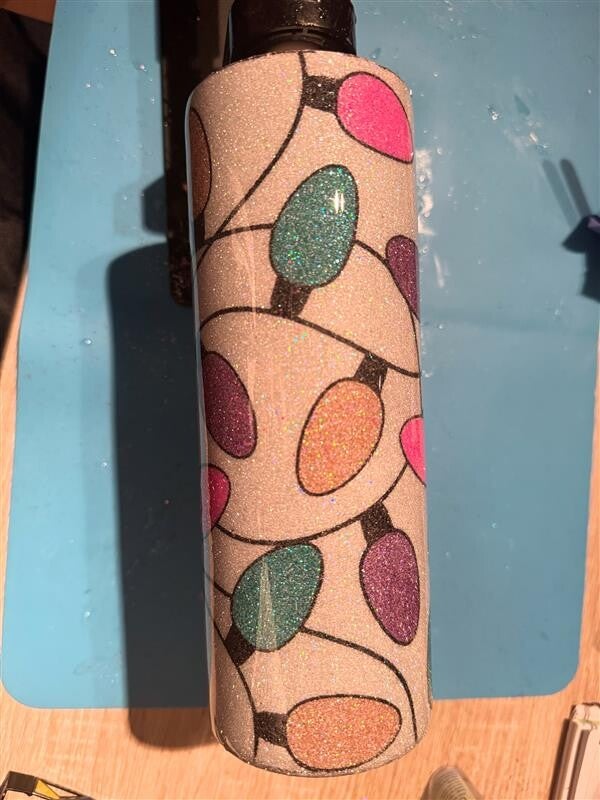 Christmas Lights glitter cup for hot and cold drinks