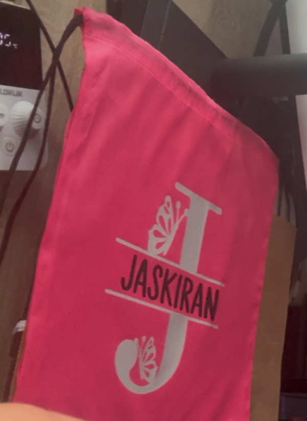 Drawstring bag with personalisation