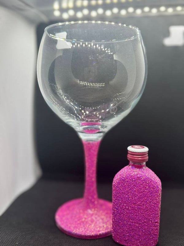 Glitter gin glass gift set
