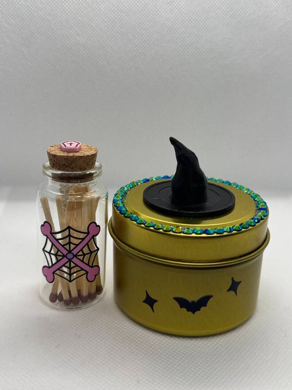 Witches Hat tin candle