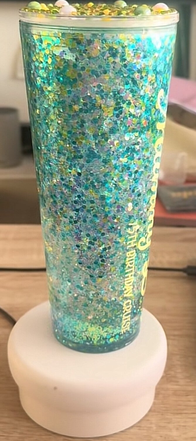 Customised glitter snow globe tumbler 24oz