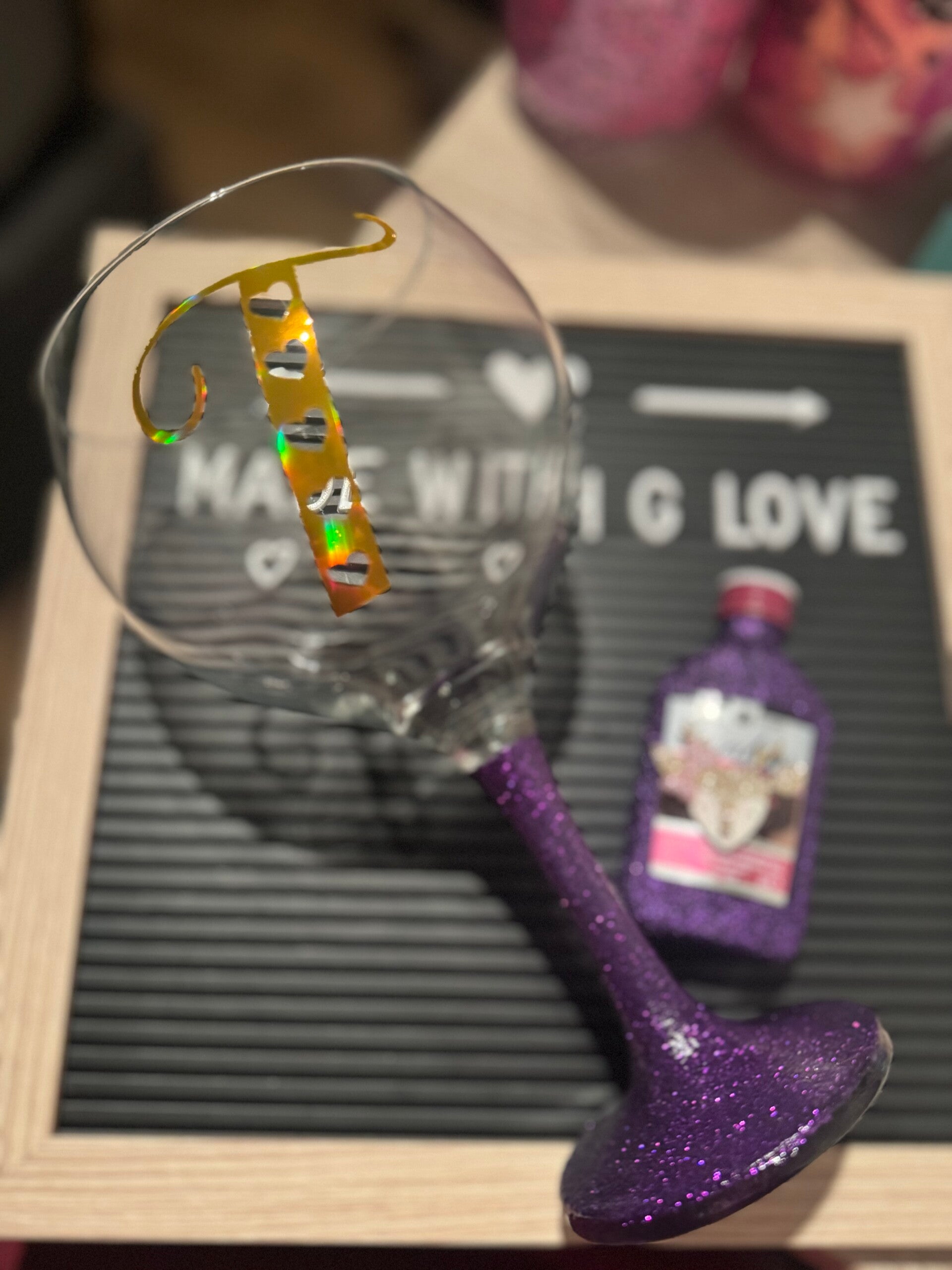 Glitter gin glass gift set