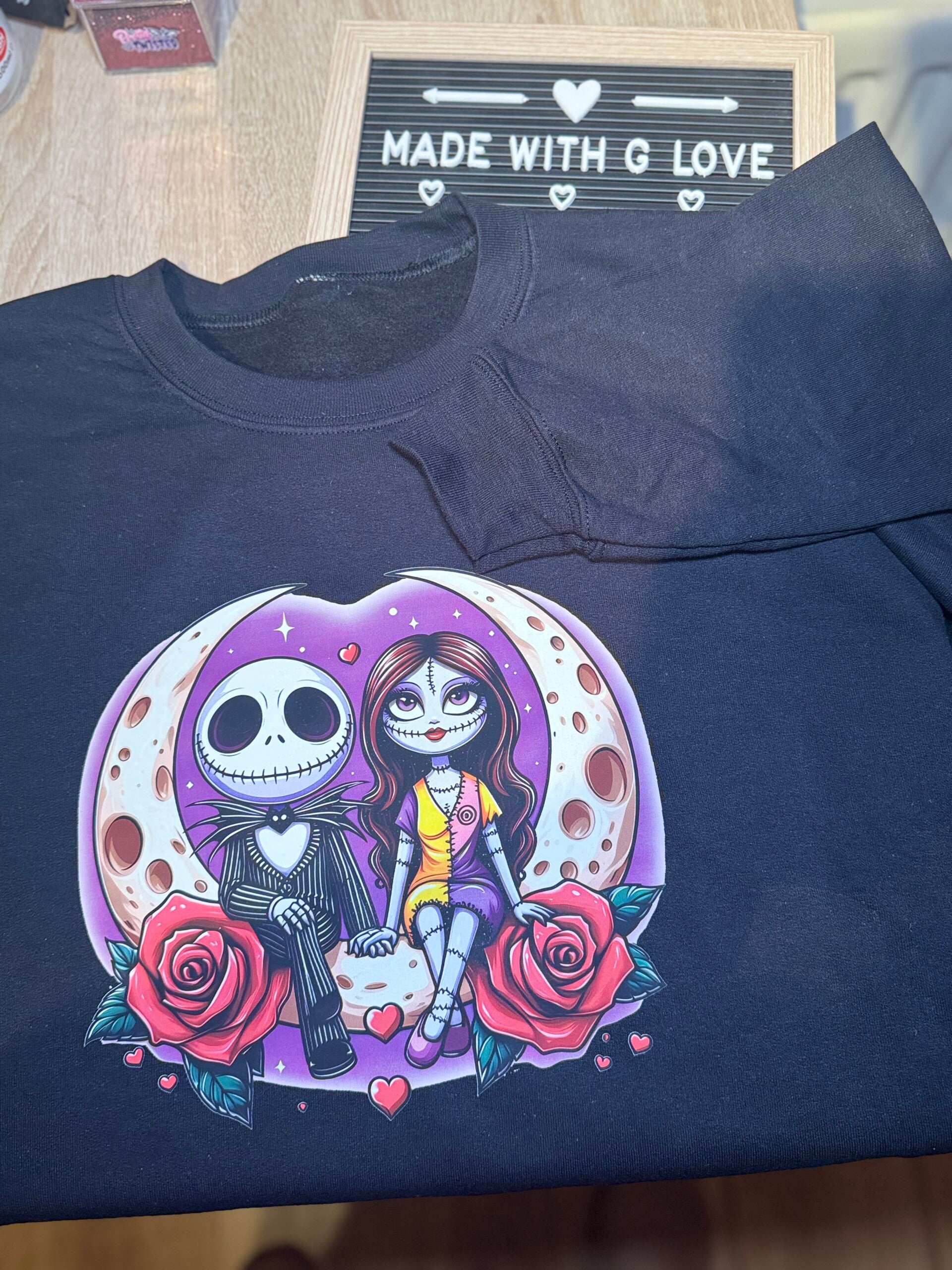 Jack and Sally - Valentines black sweatshirt