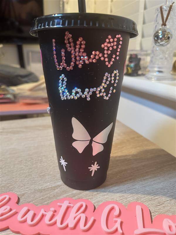 What? Like it's hard? Legally Blonde inspired cold cup with rhinestone detail