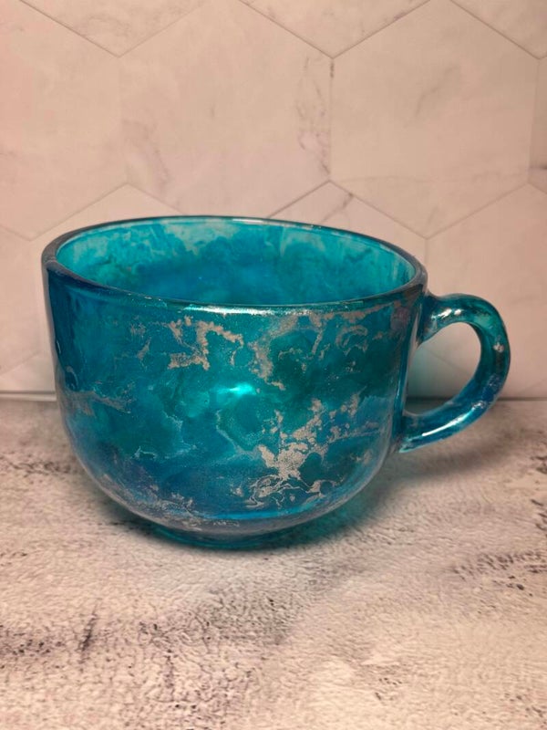 Colurful swirl mug - handmade resin ink drop mug