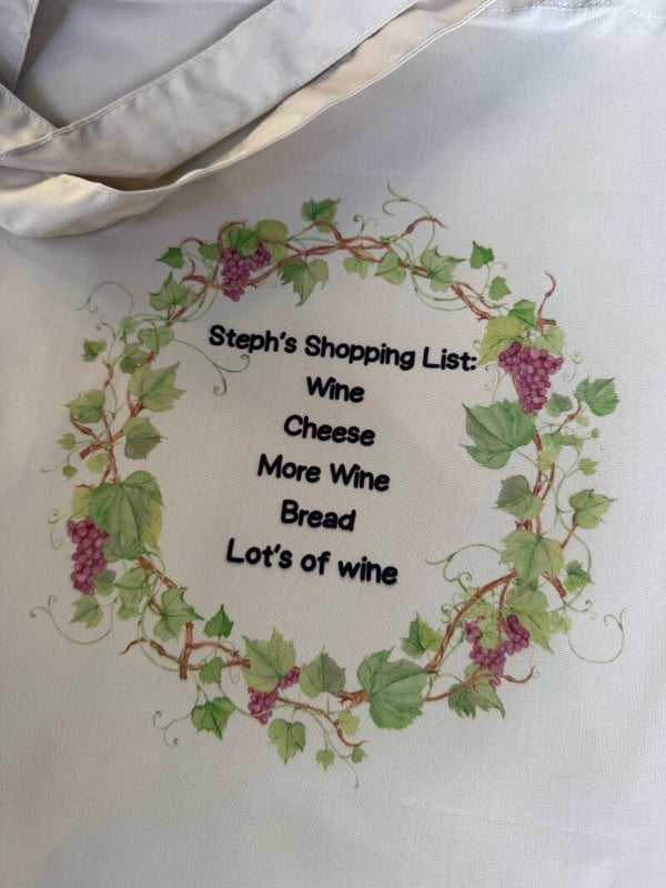 Wine shopping list tote bag