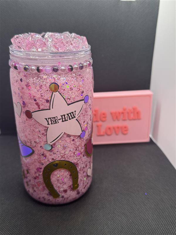 Yee-Haw glitter acrylic cup