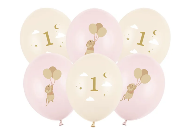 1 Jaar Ballonnenset Muisjes Roze