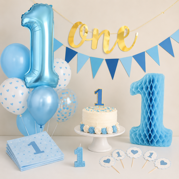 Blauwe Start Bundel - 1 jaar versiering jongen