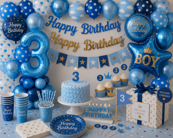 Blauwe Deluxe Bundel - 3 jaar versiering jongen