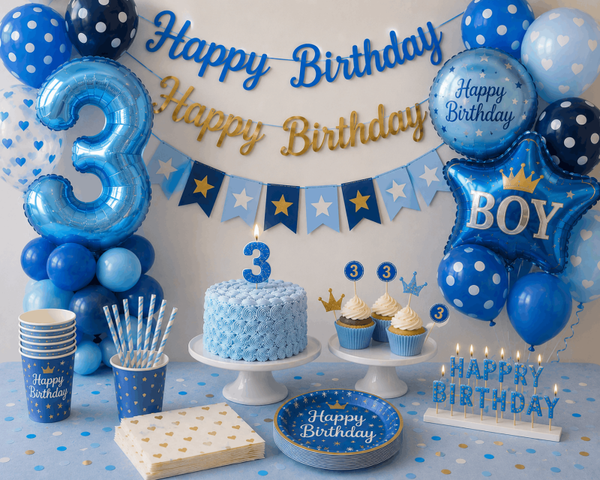 Blauwe Feest Bundel - 3 jaar versiering jongen