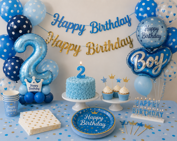 Blauwe Feest Bundel - 2 jaar versiering jongen