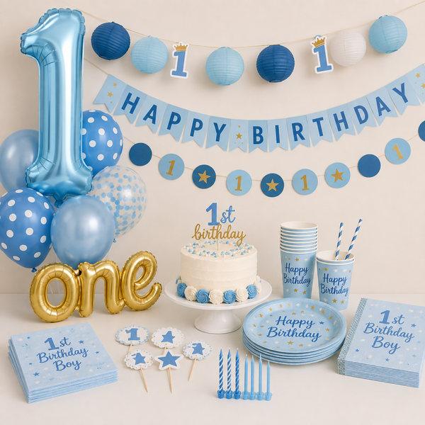 Blauwe Feest Bundel - 1 jaar versiering jongen