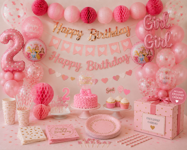 Roze Deluxe Bundel - 2 jaar versiering meisje