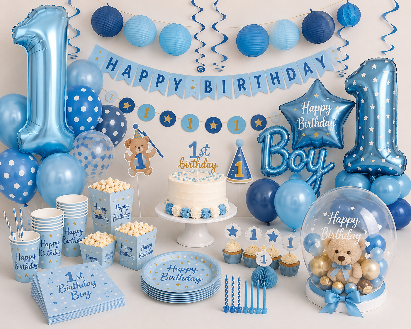 Blauwe Deluxe Bundel - 1 jaar versiering jongen