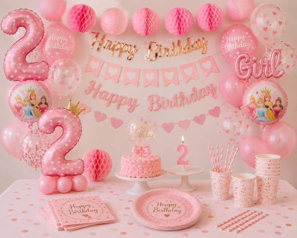 Roze Feest Bundel - 2 jaar versiering meisje