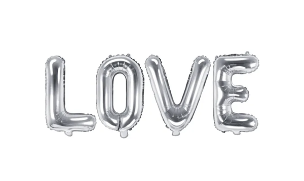 Folieballon Foil Balloon Love Zilver