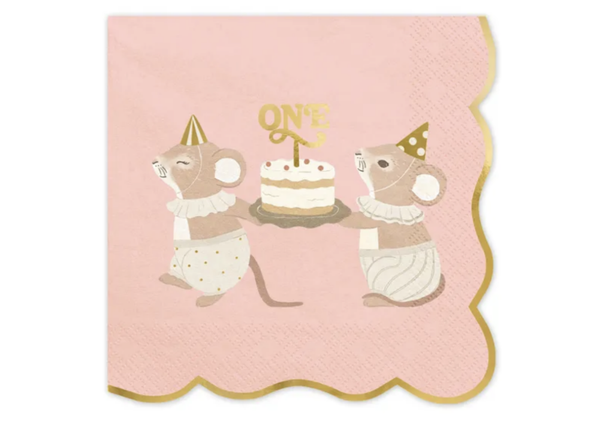 Servetten One Muisje Roze