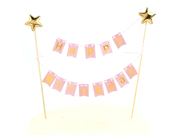 Taarttopper Happy Birthday roze