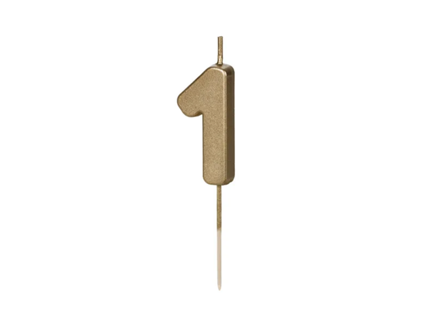 Taartkaarsje 1 jaar Goud