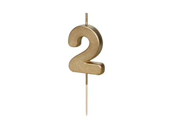 Taartkaarsje 2 jaar Goud