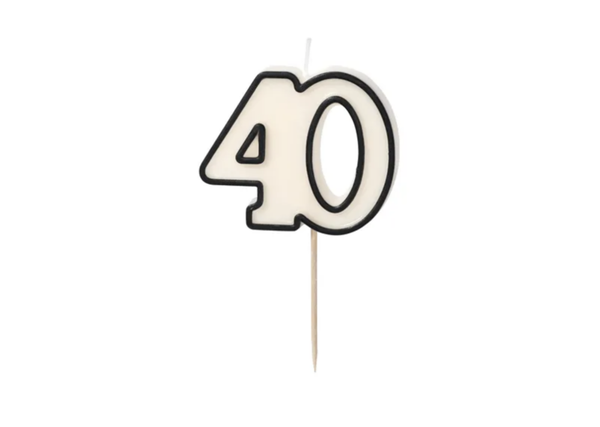 Taartkaarsje 40 jaar Zwart en Wit