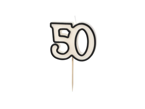 Taartkaarsje 50 jaar Zwart en Wit