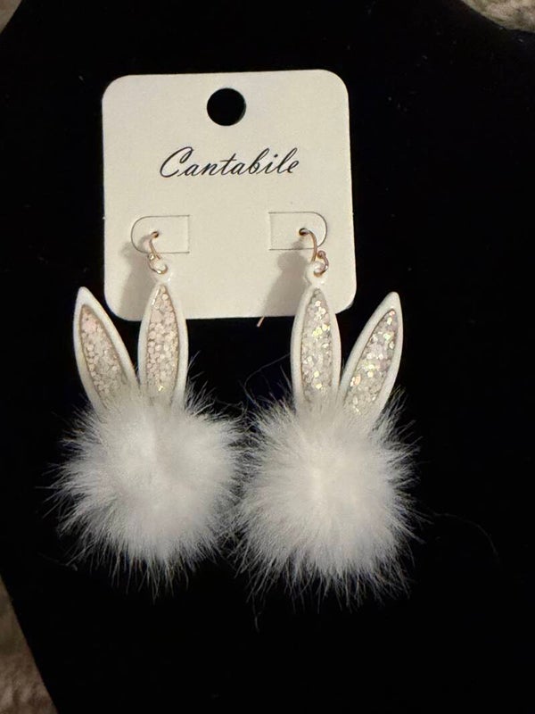 Fuzzy bunny earrings