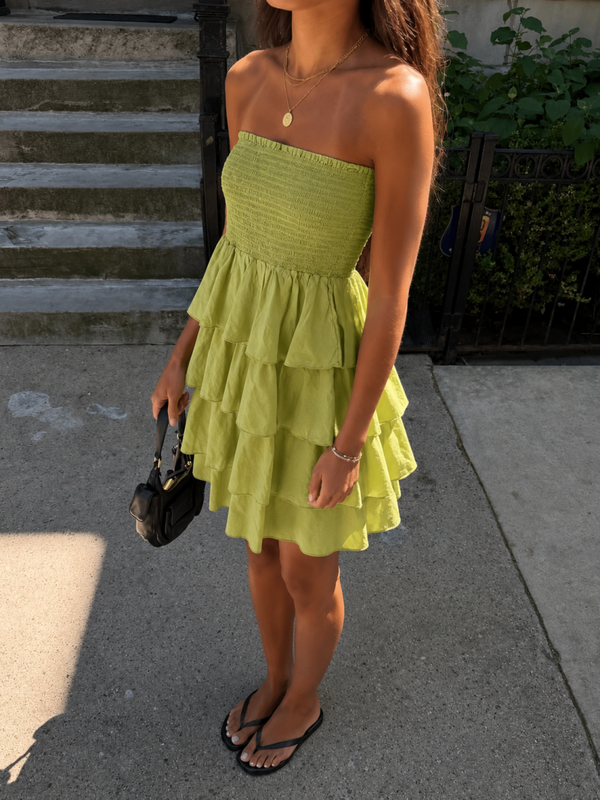 Jurk ruffle kort groen