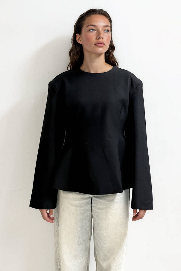 Top schoudervulling open rug zwart