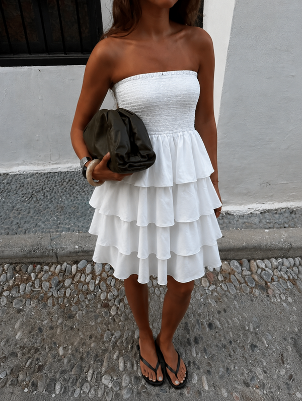 Jurk ruffle kort wit