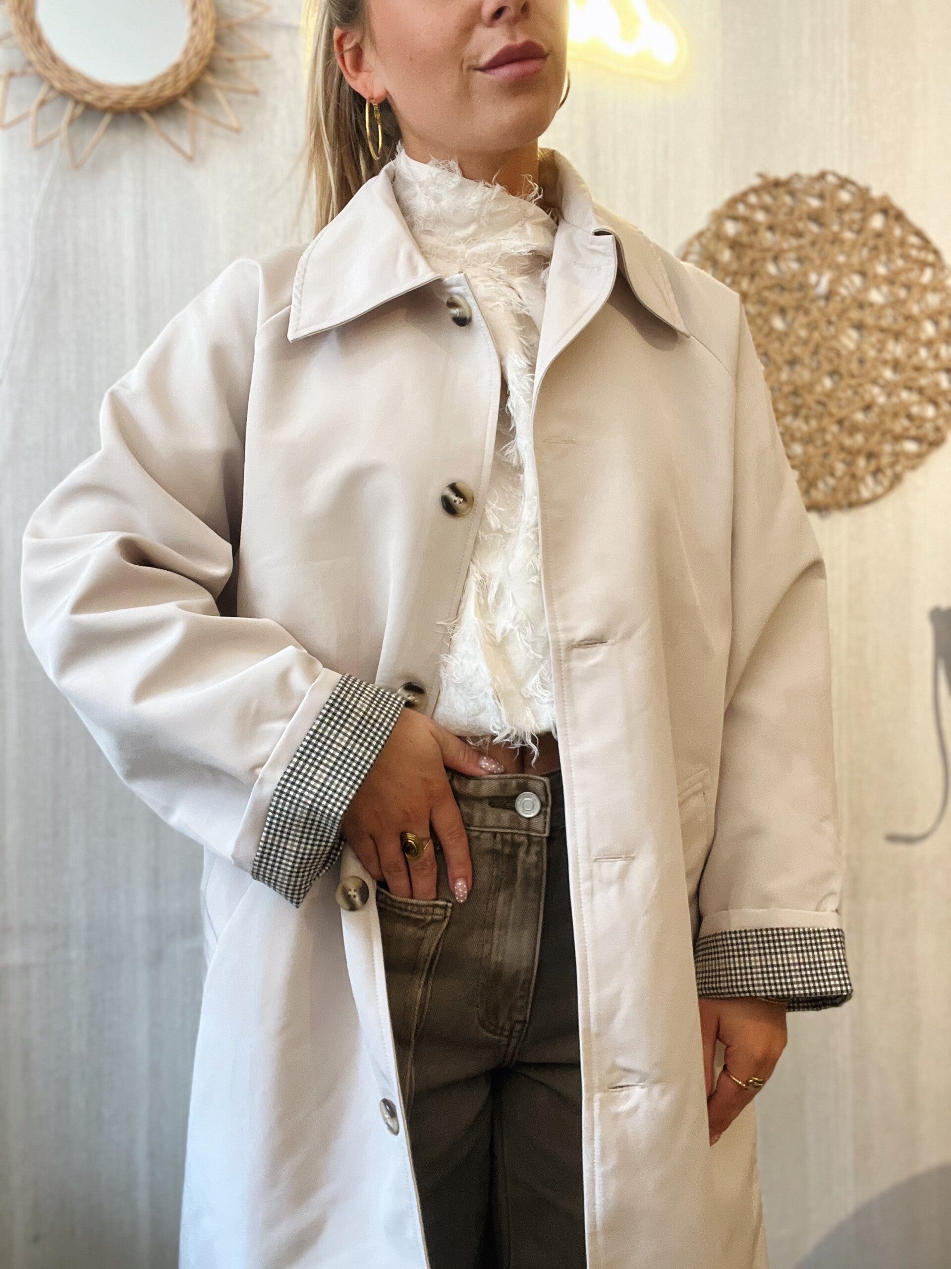 Trenchcoat ruit binnenkant