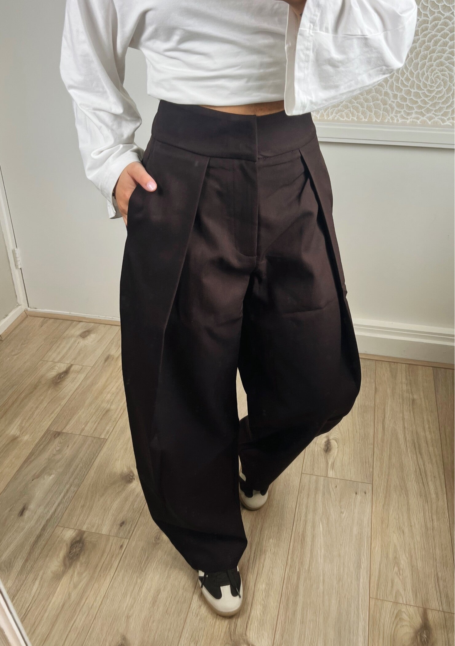 Pantalon barrel bruin