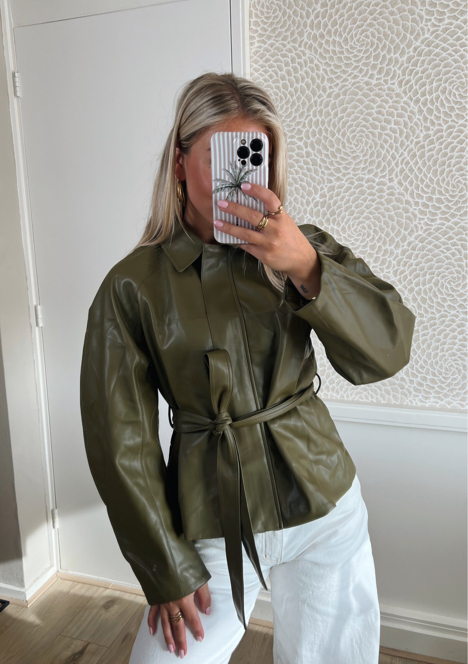 Jasje leer ceintuur groen