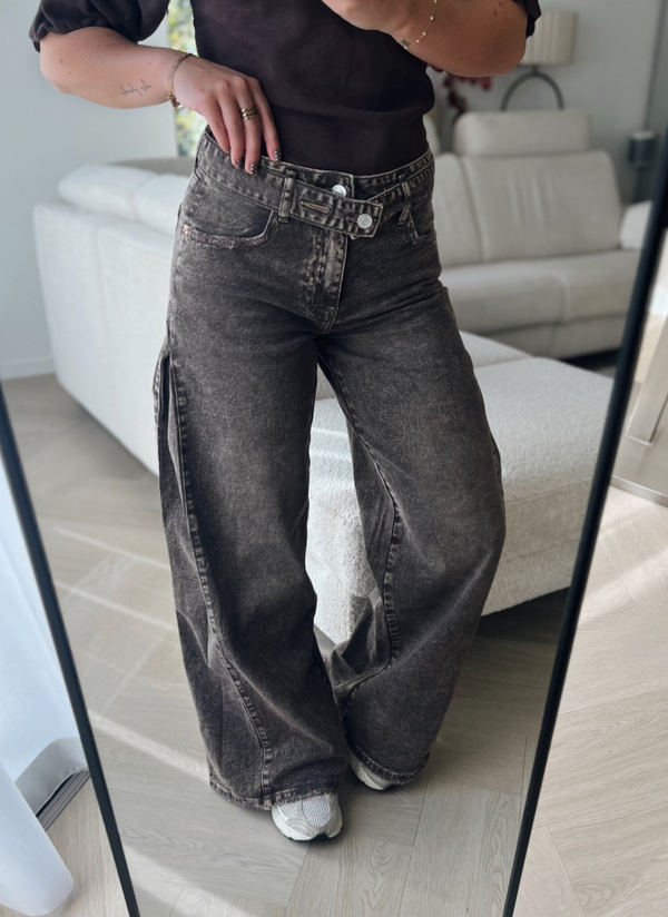 Jeans ceintuur mid waist bruin Queen Hearts
