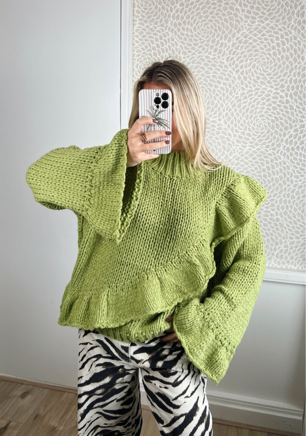 Trui gebreid ruffle groen