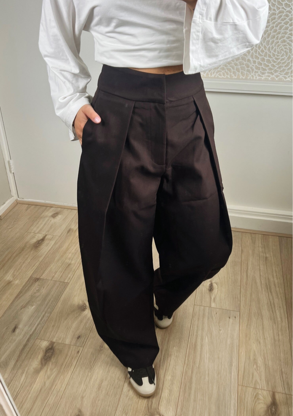 Pantalon barrel bruin