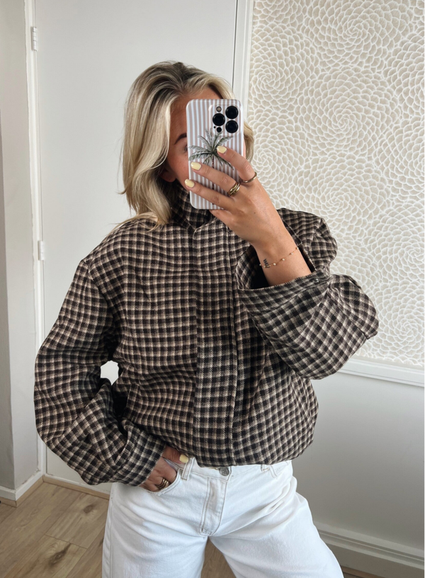 Bomber ruit tweed stof