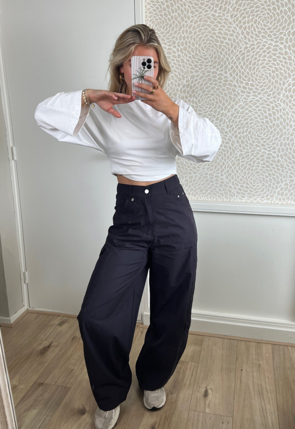 Parachute broek aubergine zakken Ambika