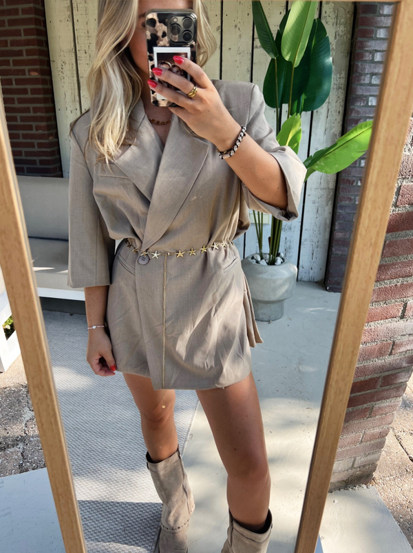 Blazer oversized korte mouw taupe